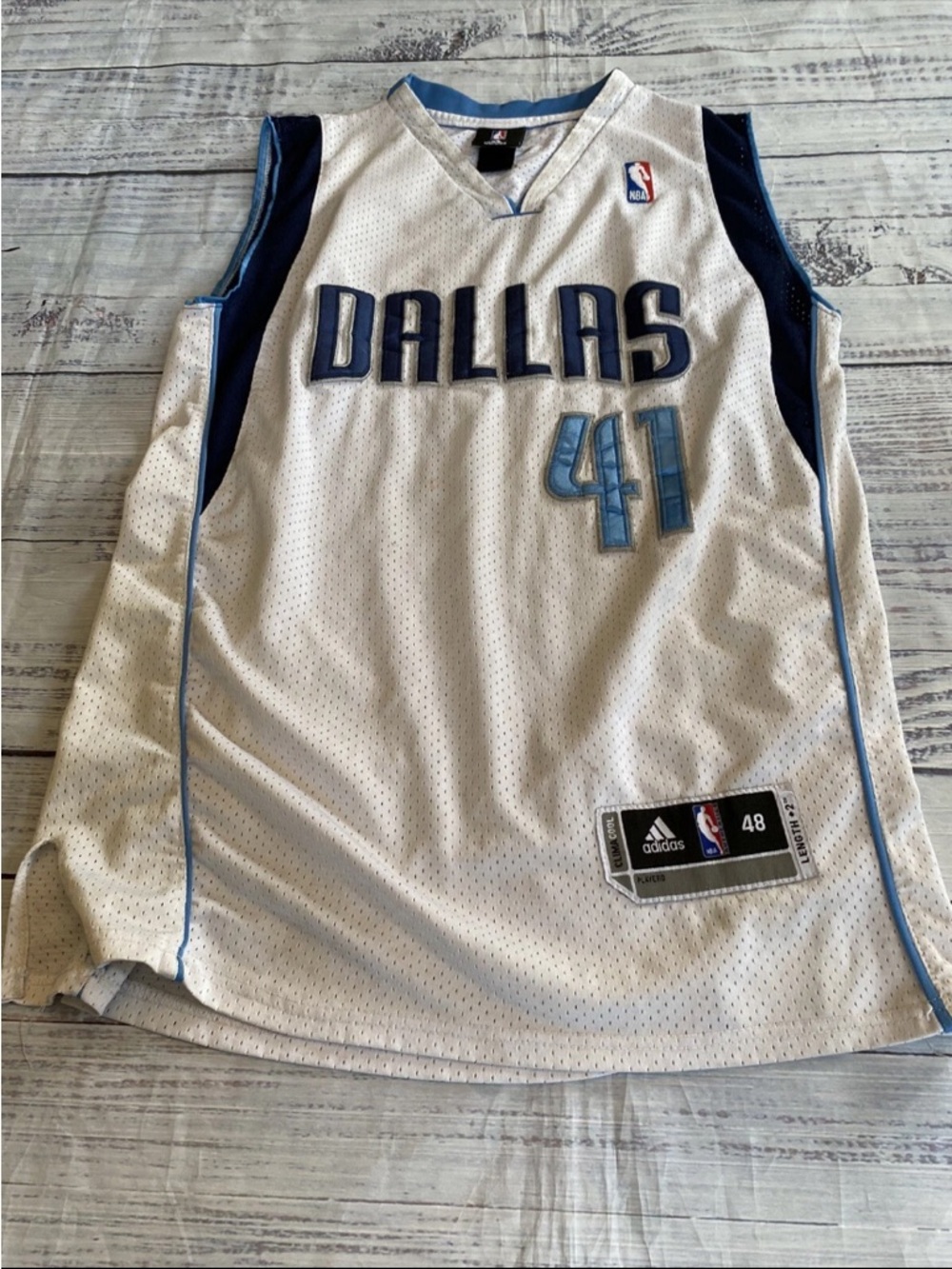 adidas White & Navy Dallas #41 Nowitski Basketball Jersey